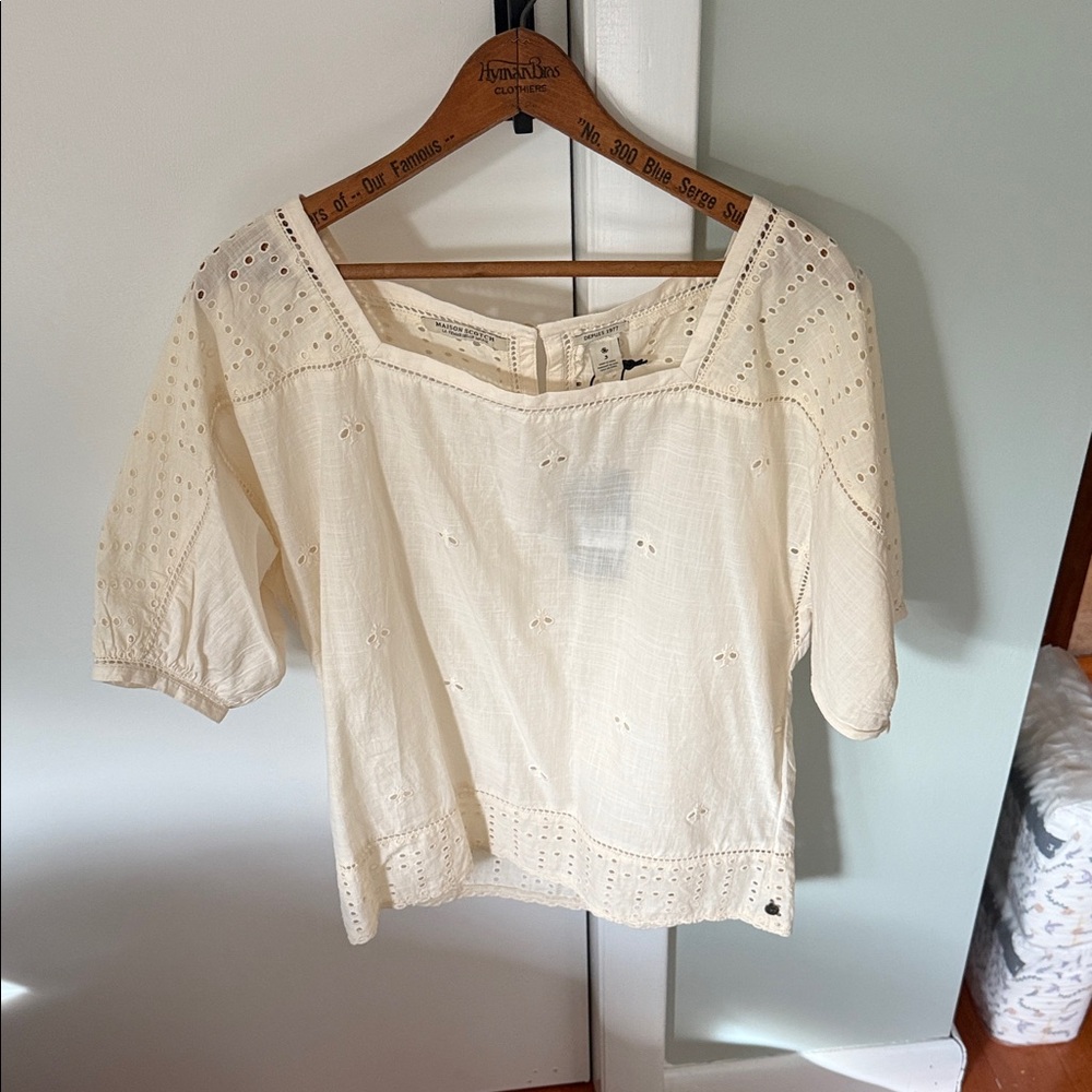 Scotch & Soda Cream Eyelet Blouse